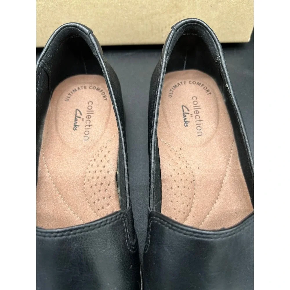 Clarks Collection Juliet Loxley Black‎ Leather Loafer Flats Women's Shoes